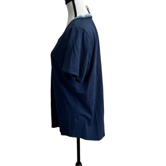 NWT DG2 Short Sleeve V Neck T-shirt With Crocheted Neckline Size Large - Picture 2 of 10